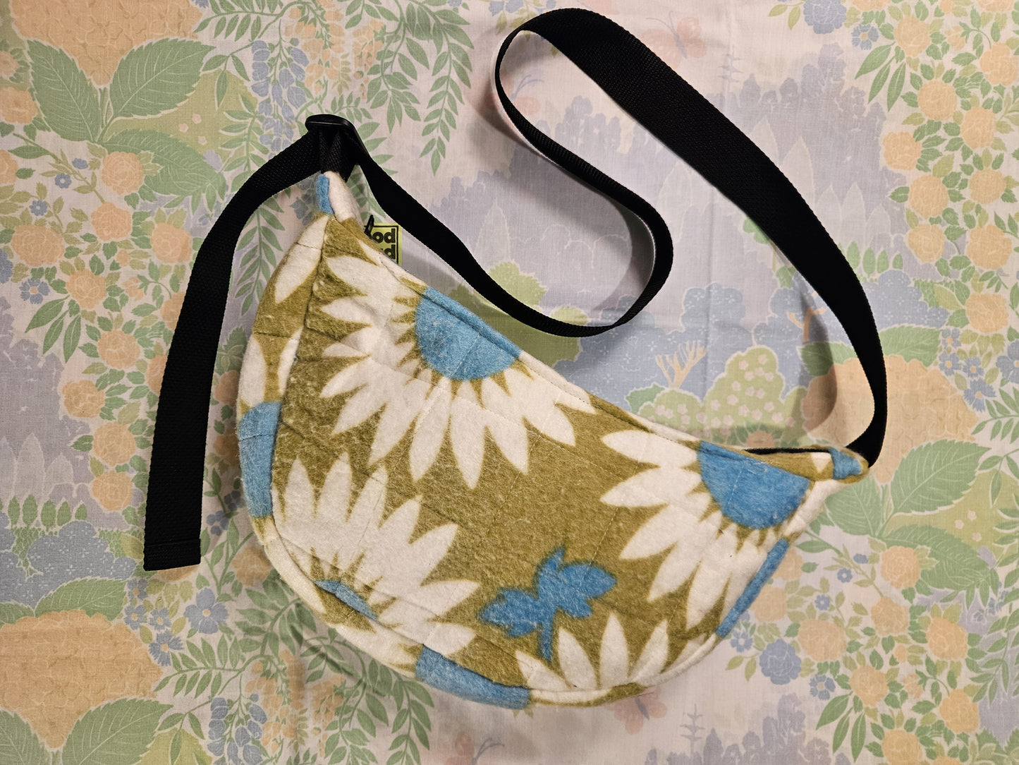 Quilted Felt Floral Sling Bag