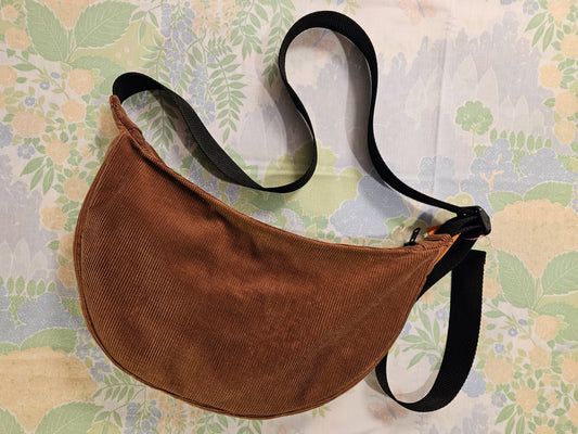 Brown Corduroy Sling Bag
