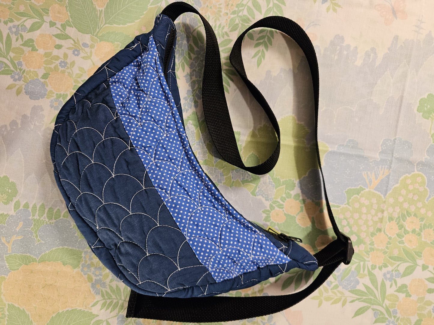 Quilted Blue Sling Bag