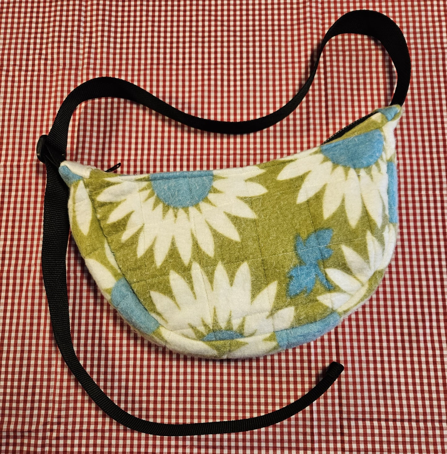 Quilted Felt Floral Sling Bag